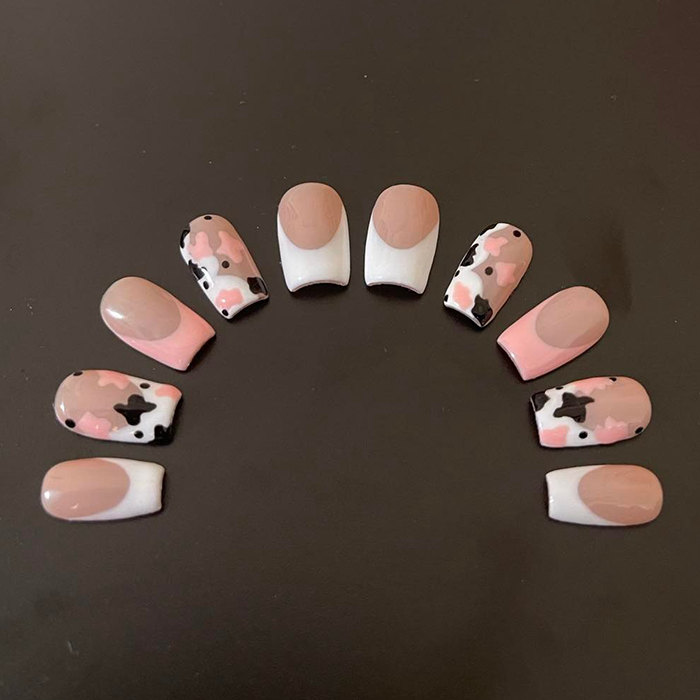 Hand Crafted Cow Print Nail Set